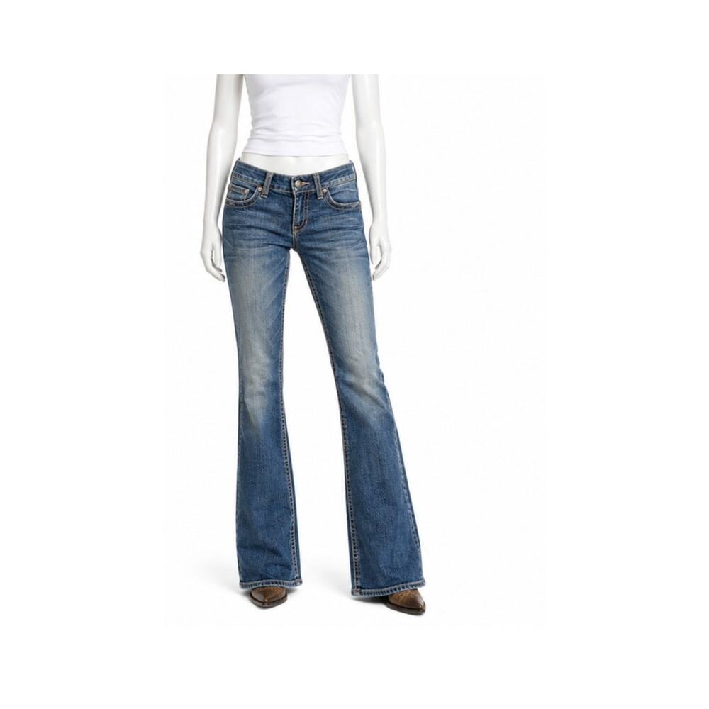 BKE Sabrina Stretch Flare Jeans Womens 30x29 Medium Wash Y2K Buckle Denim